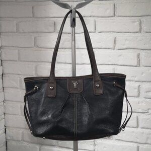 Tignanello Ladies Black & Brown Pebble Finish Faux Leather Handbag